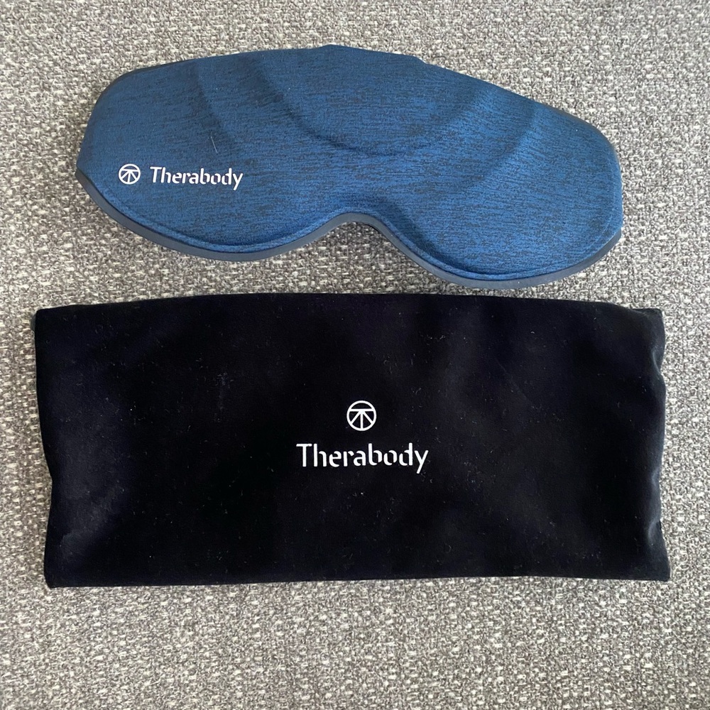 Therabody Blue Eye Mask with Black Travel Pouch NEW